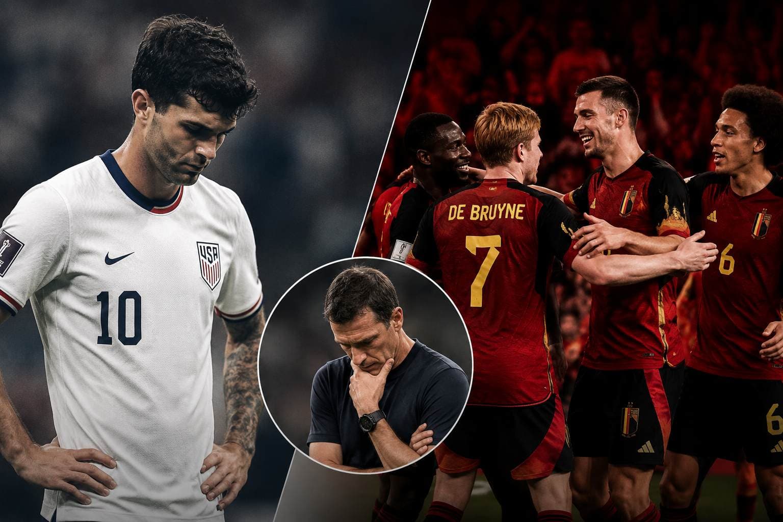 USMNT players react during their World Cup round of 16 defeat to Belgium
